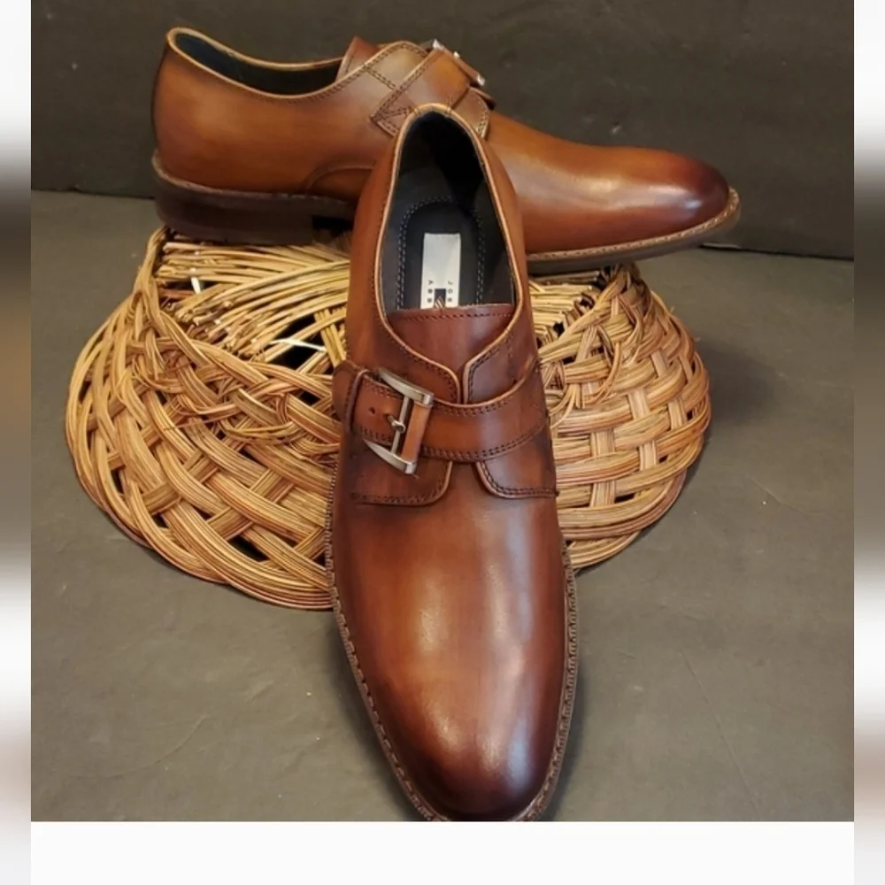 JOSEPH ABBOUD LEATHER SHOES Monk Strap BUCKLE Size 8.5 New